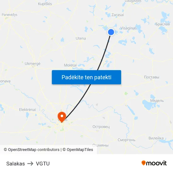 Salakas to VGTU map