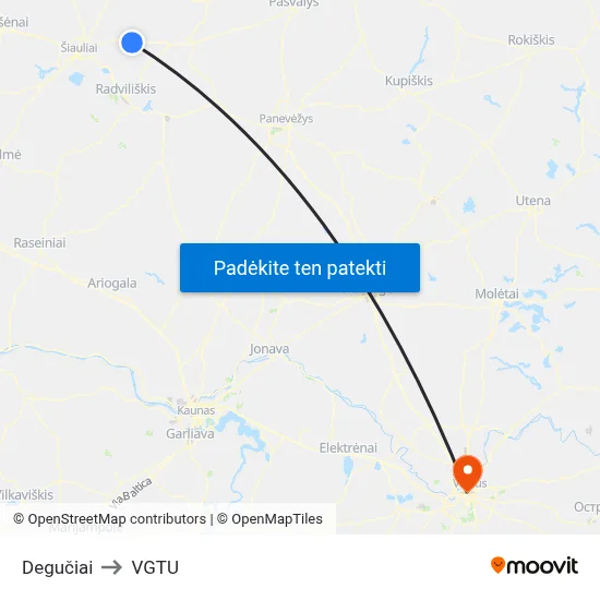 Degučiai to VGTU map