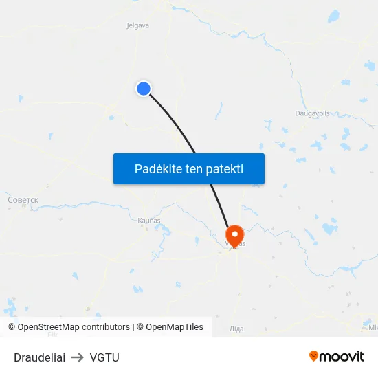 Draudeliai to VGTU map