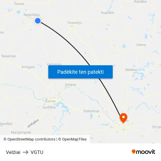 Velžiai to VGTU map