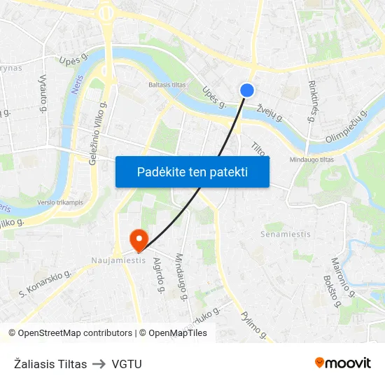 Žaliasis Tiltas to VGTU map