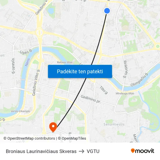 Broniaus Laurinavičiaus Skveras to VGTU map