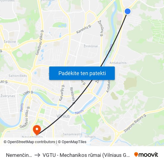 Nemenčinės Plentas to VGTU - Mechanikos rūmai (Vilniaus Gedimino technikos universitetas) map
