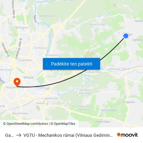 Galgiai to VGTU - Mechanikos rūmai (Vilniaus Gedimino technikos universitetas) map