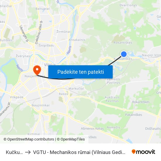 Kučkuriškės to VGTU - Mechanikos rūmai (Vilniaus Gedimino technikos universitetas) map