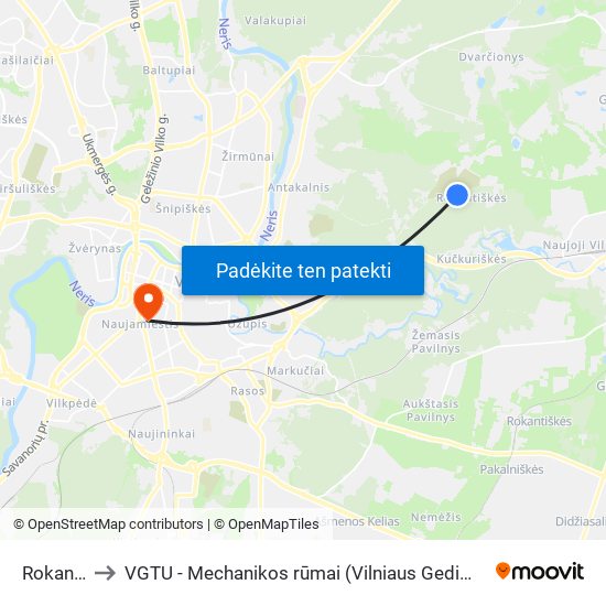 Rokantiškės to VGTU - Mechanikos rūmai (Vilniaus Gedimino technikos universitetas) map