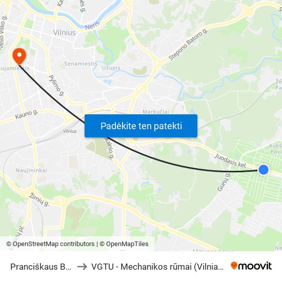 Pranciškaus Baltraus Šivickio St. to VGTU - Mechanikos rūmai (Vilniaus Gedimino technikos universitetas) map