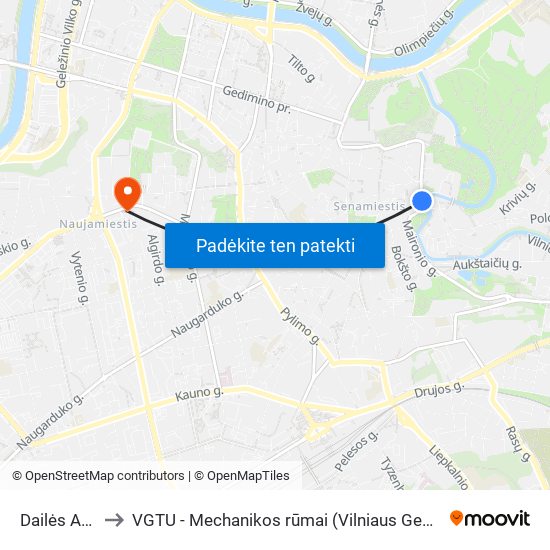 Dailės Akademija to VGTU - Mechanikos rūmai (Vilniaus Gedimino technikos universitetas) map