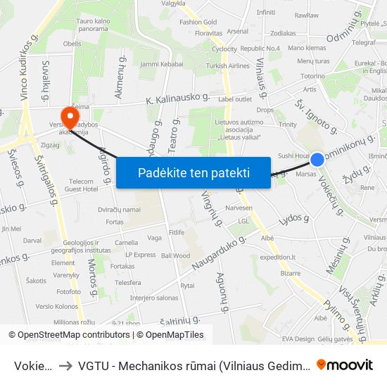 Vokiečių St. to VGTU - Mechanikos rūmai (Vilniaus Gedimino technikos universitetas) map
