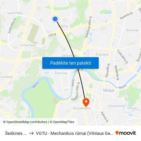 Šeškinės Poliklinika to VGTU - Mechanikos rūmai (Vilniaus Gedimino technikos universitetas) map