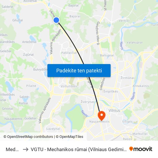 Medelynas to VGTU - Mechanikos rūmai (Vilniaus Gedimino technikos universitetas) map