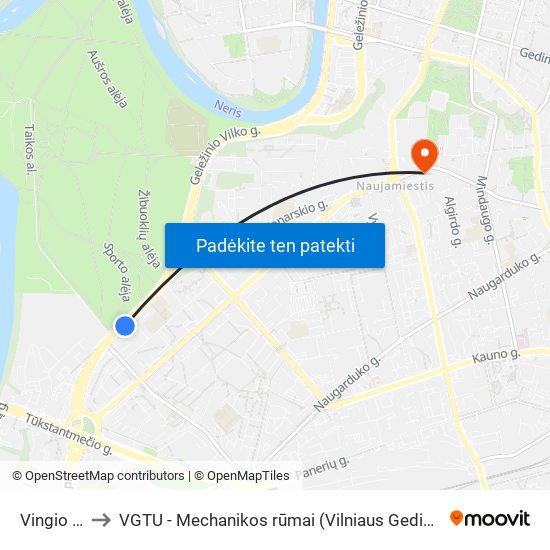 Vingio Parkas to VGTU - Mechanikos rūmai (Vilniaus Gedimino technikos universitetas) map