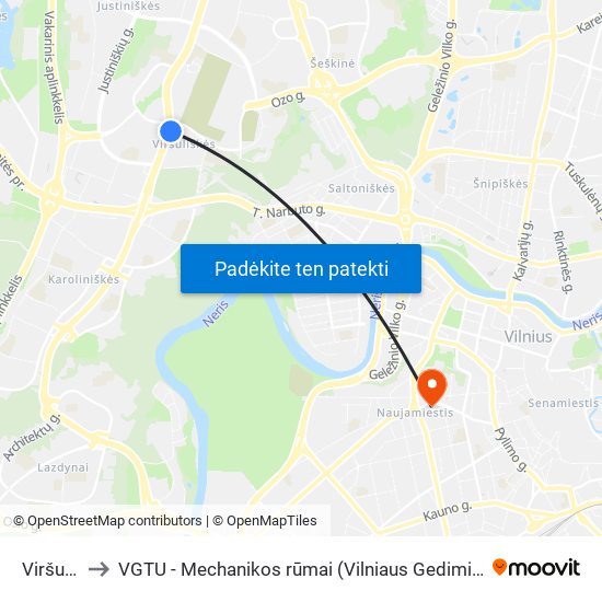 Viršuliškės to VGTU - Mechanikos rūmai (Vilniaus Gedimino technikos universitetas) map