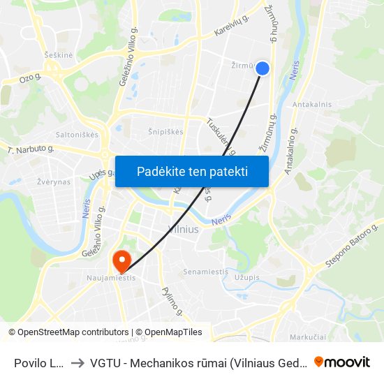 Povilo Lukšio St. to VGTU - Mechanikos rūmai (Vilniaus Gedimino technikos universitetas) map