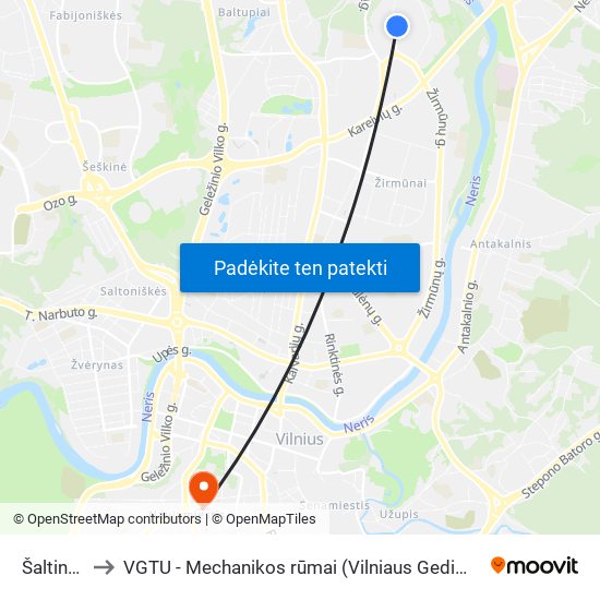 Šaltinėlio St. to VGTU - Mechanikos rūmai (Vilniaus Gedimino technikos universitetas) map