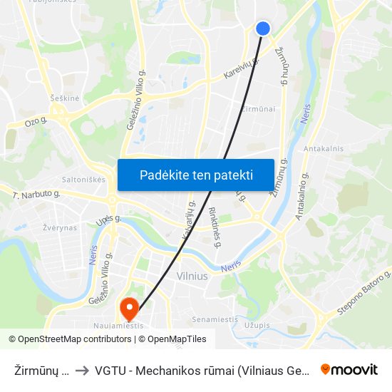 Žirmūnų Seniūnija to VGTU - Mechanikos rūmai (Vilniaus Gedimino technikos universitetas) map
