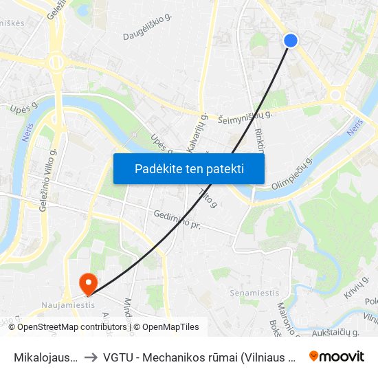 Mikalojaus Katkaus St. to VGTU - Mechanikos rūmai (Vilniaus Gedimino technikos universitetas) map