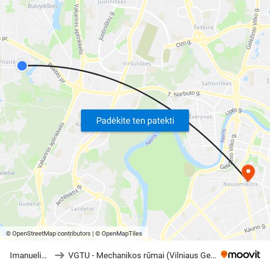 Imanuelio Kanto St. to VGTU - Mechanikos rūmai (Vilniaus Gedimino technikos universitetas) map