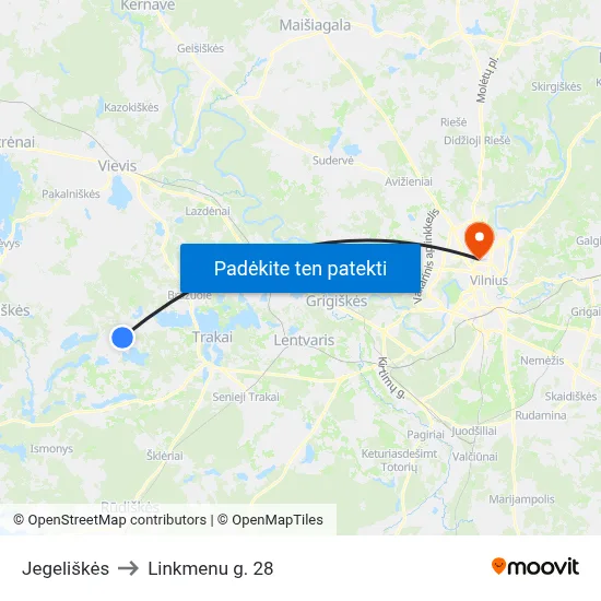 Jegeliškės to Linkmenu g. 28 map