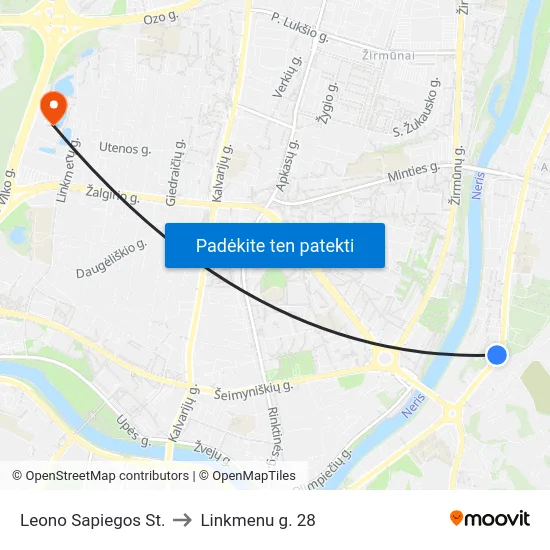 Leono Sapiegos St. to Linkmenu g. 28 map