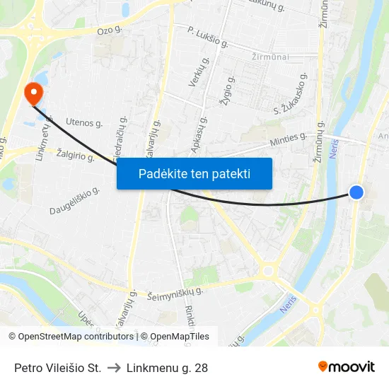 Petro Vileišio St. to Linkmenu g. 28 map