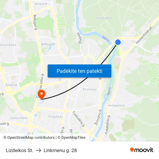 Lizdeikos St. to Linkmenu g. 28 map