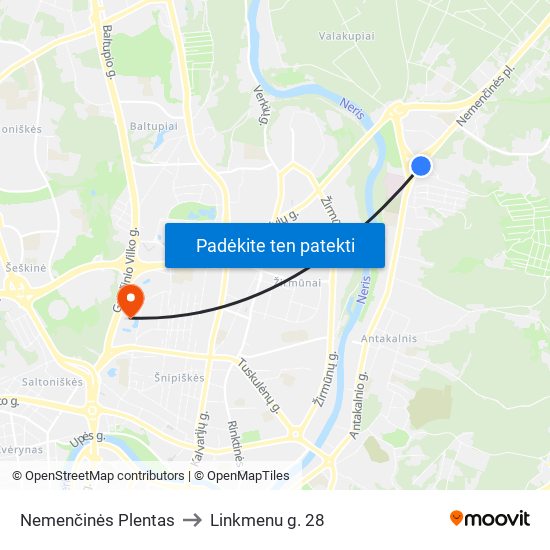 Nemenčinės Plentas to Linkmenu g. 28 map