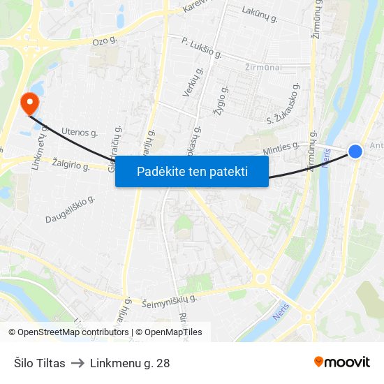Šilo Tiltas to Linkmenu g. 28 map