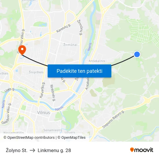 Žolyno St. to Linkmenu g. 28 map