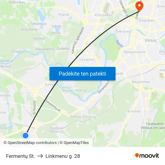 Fermentų St. to Linkmenu g. 28 map