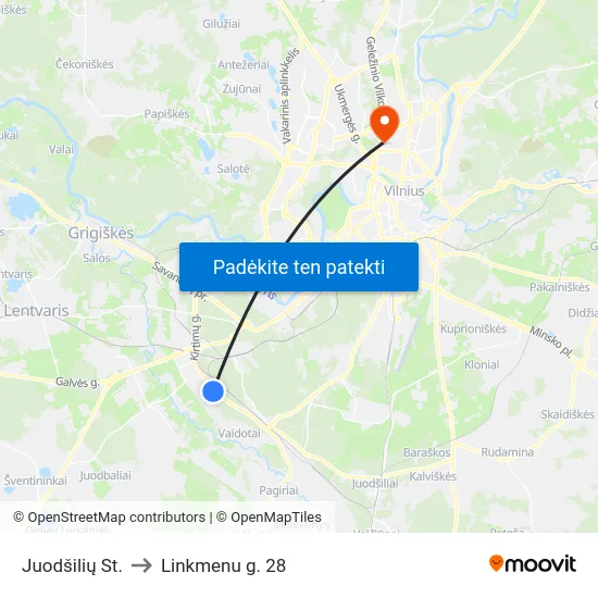 Juodšilių St. to Linkmenu g. 28 map