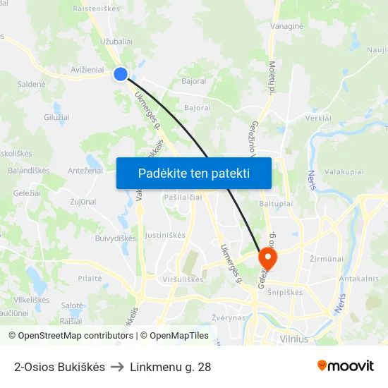 2-Osios Bukiškės to Linkmenu g. 28 map