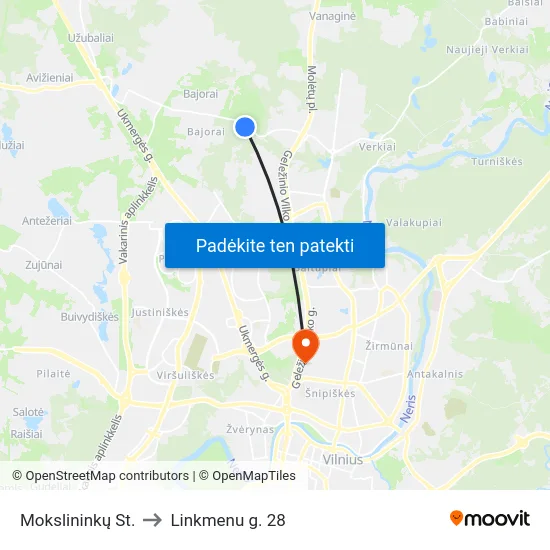Mokslininkų St. to Linkmenu g. 28 map