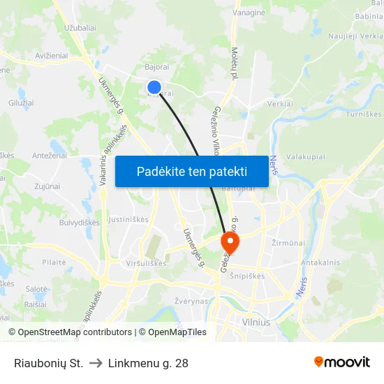 Riaubonių St. to Linkmenu g. 28 map
