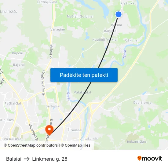 Balsiai to Linkmenu g. 28 map
