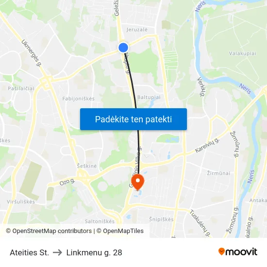 Ateities St. to Linkmenu g. 28 map