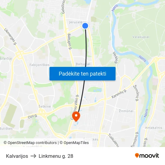 Kalvarijos to Linkmenu g. 28 map