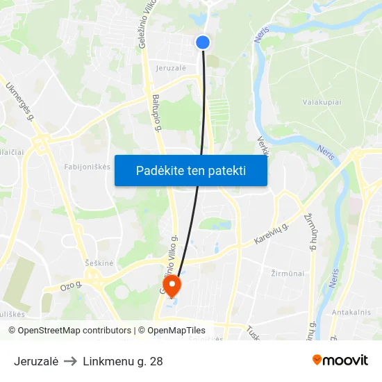 Jeruzalė to Linkmenu g. 28 map