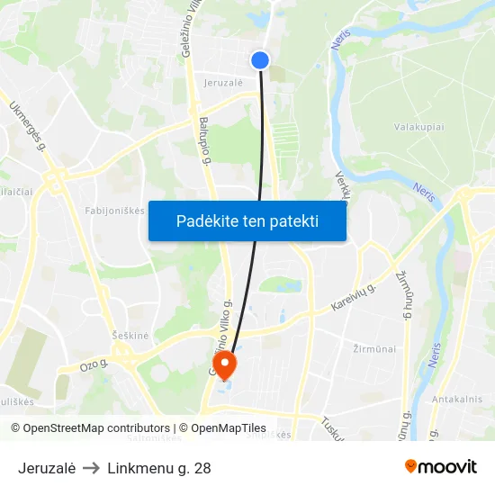 Jeruzalė to Linkmenu g. 28 map