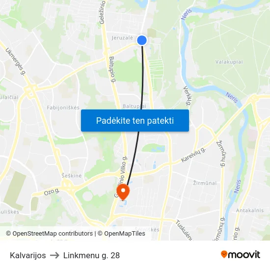 Kalvarijos to Linkmenu g. 28 map