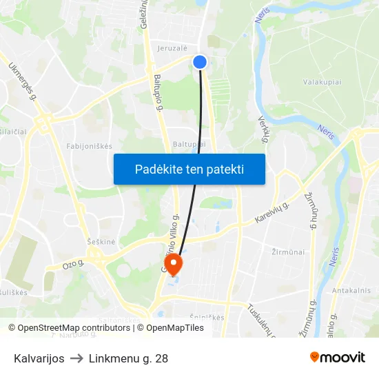 Kalvarijos to Linkmenu g. 28 map