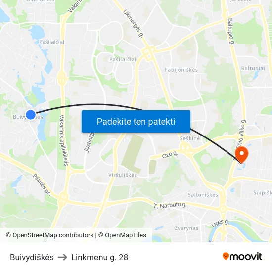 Buivydiškės to Linkmenu g. 28 map