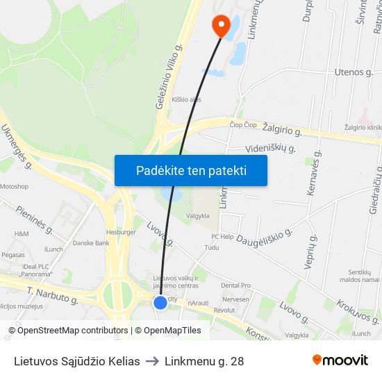 Lietuvos Sąjūdžio Kelias to Linkmenu g. 28 map