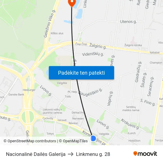 Nacionalinė Dailės Galerija to Linkmenu g. 28 map