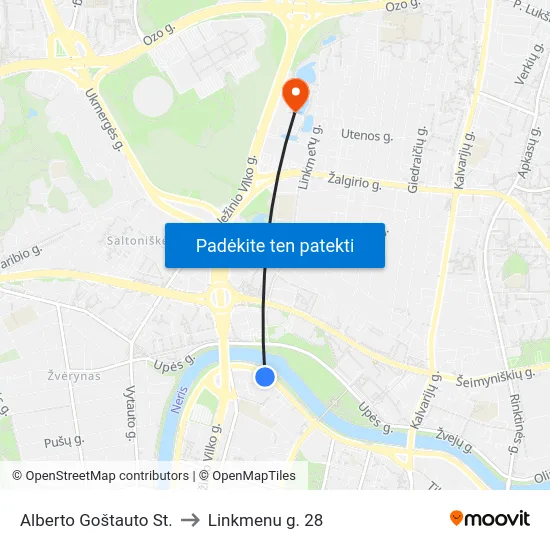 Alberto Goštauto St. to Linkmenu g. 28 map