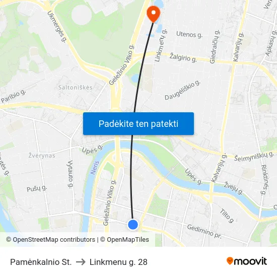 Pamėnkalnio St. to Linkmenu g. 28 map