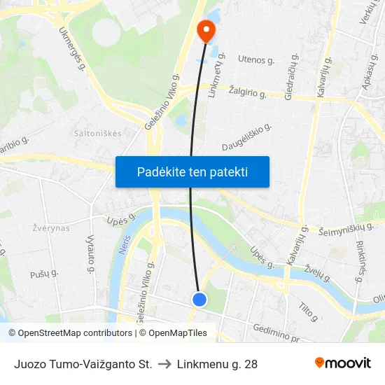 Juozo Tumo-Vaižganto St. to Linkmenu g. 28 map