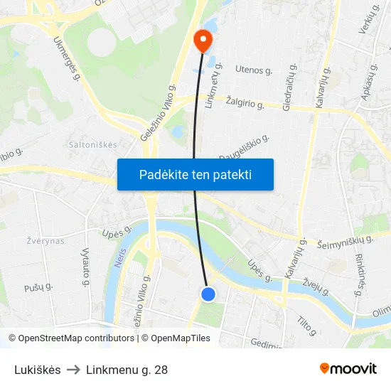 Lukiškės to Linkmenu g. 28 map