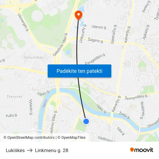 Lukiškės to Linkmenu g. 28 map