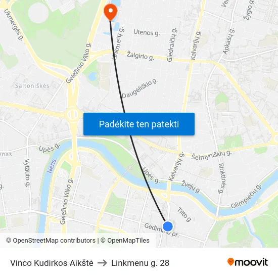 Vinco Kudirkos Aikštė to Linkmenu g. 28 map